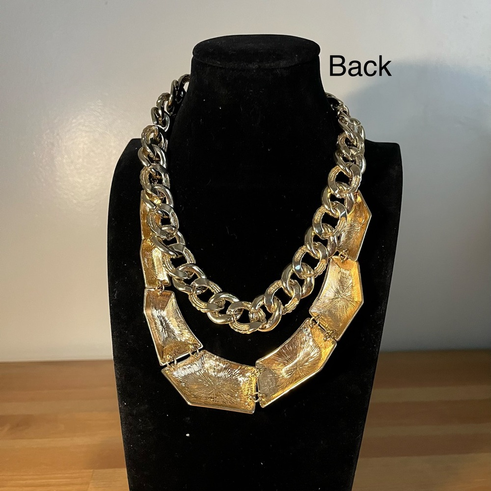 Gold-tone Vintage-style Chunky Chain Statement Necklace Set of 2- Women Jewelry - Picture 5 of 11